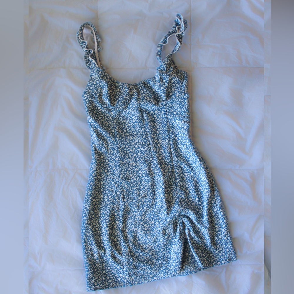 Beginning Boutique Rihanna Mini Dress Blue Floral